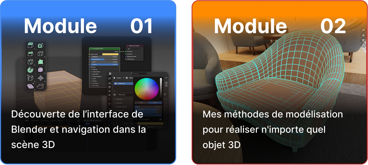 Découverte de l’interface de  Blender et navigation dans la  scène 3D
