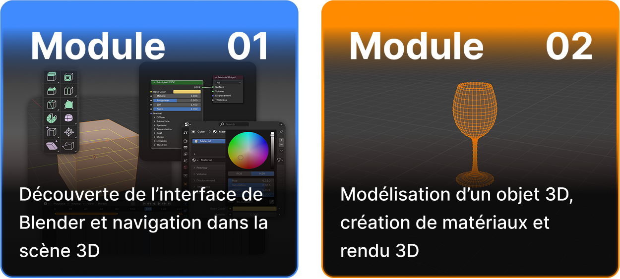 Découverte de l’interface de  Blender et navigation dans la  scène 3D